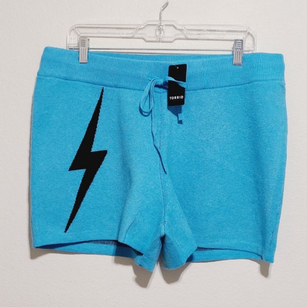 Torrid Lovesick Bolt Soft Sweater Shorts Plus Size 1x Blue